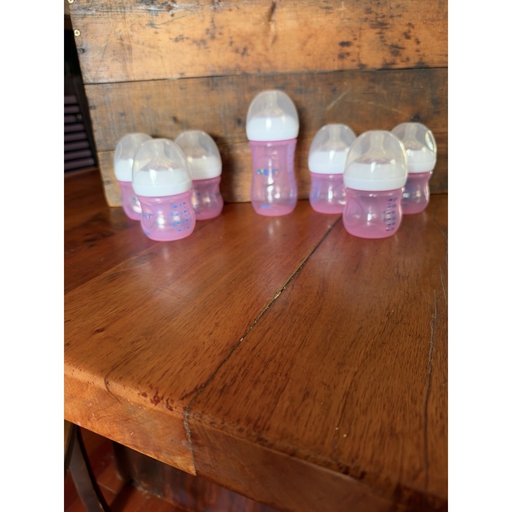 Philips Avent Natural Baby Bottles Lot Of 6, 4 Oz, 1, 9 Oz Pink